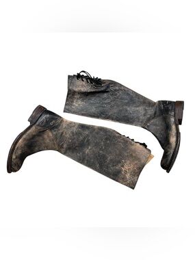 Bed Stu Manchester Distressed Leather Corset Lace Knee High Boots